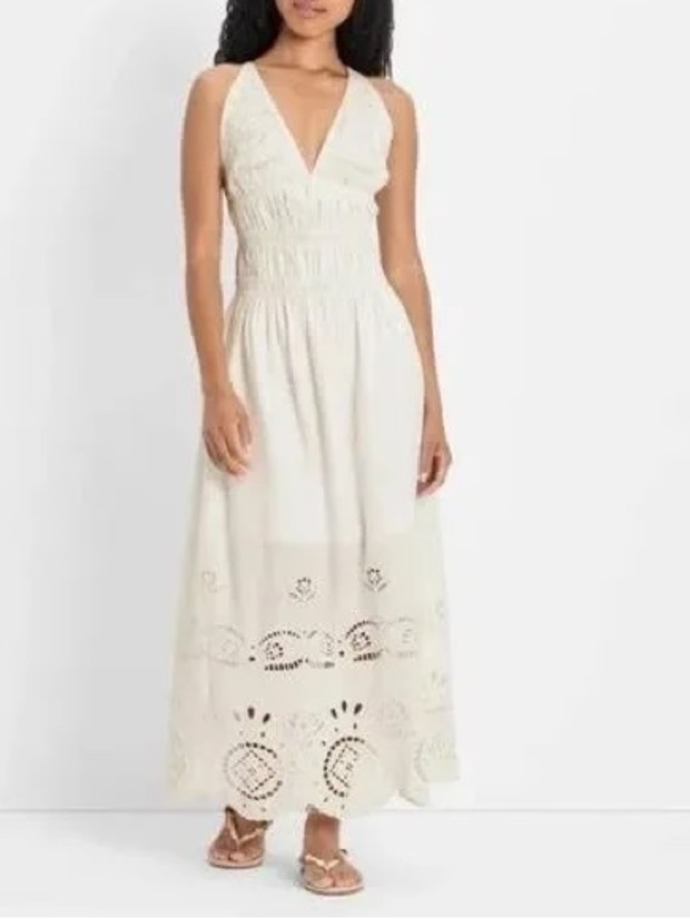 Future Collective Women’s White Eyelet Maxi Dress NWT